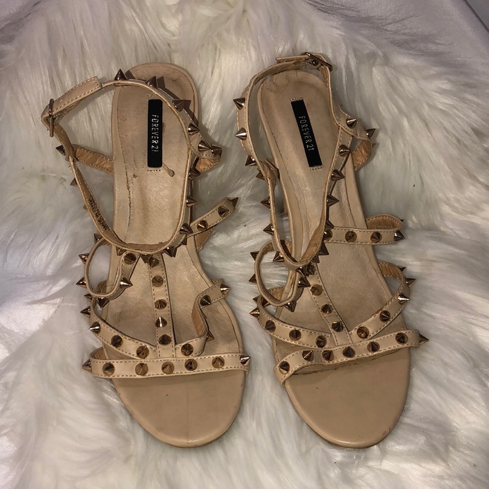 Forever21 beige Studded Straps Sandals